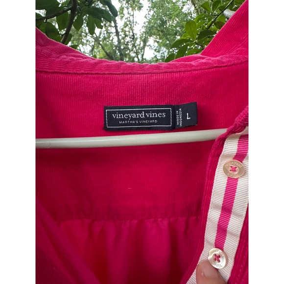 Vineyard Vines Women's Cord Popover Dress | Rhododendron Pink | SZ L - Picture 5 of 7